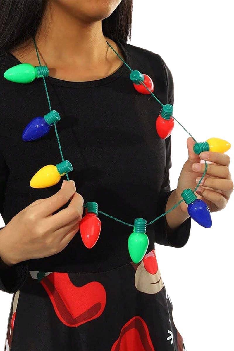Christmas String Lights LED Light-Up Bulb Necklace - McCabe's Costumes
