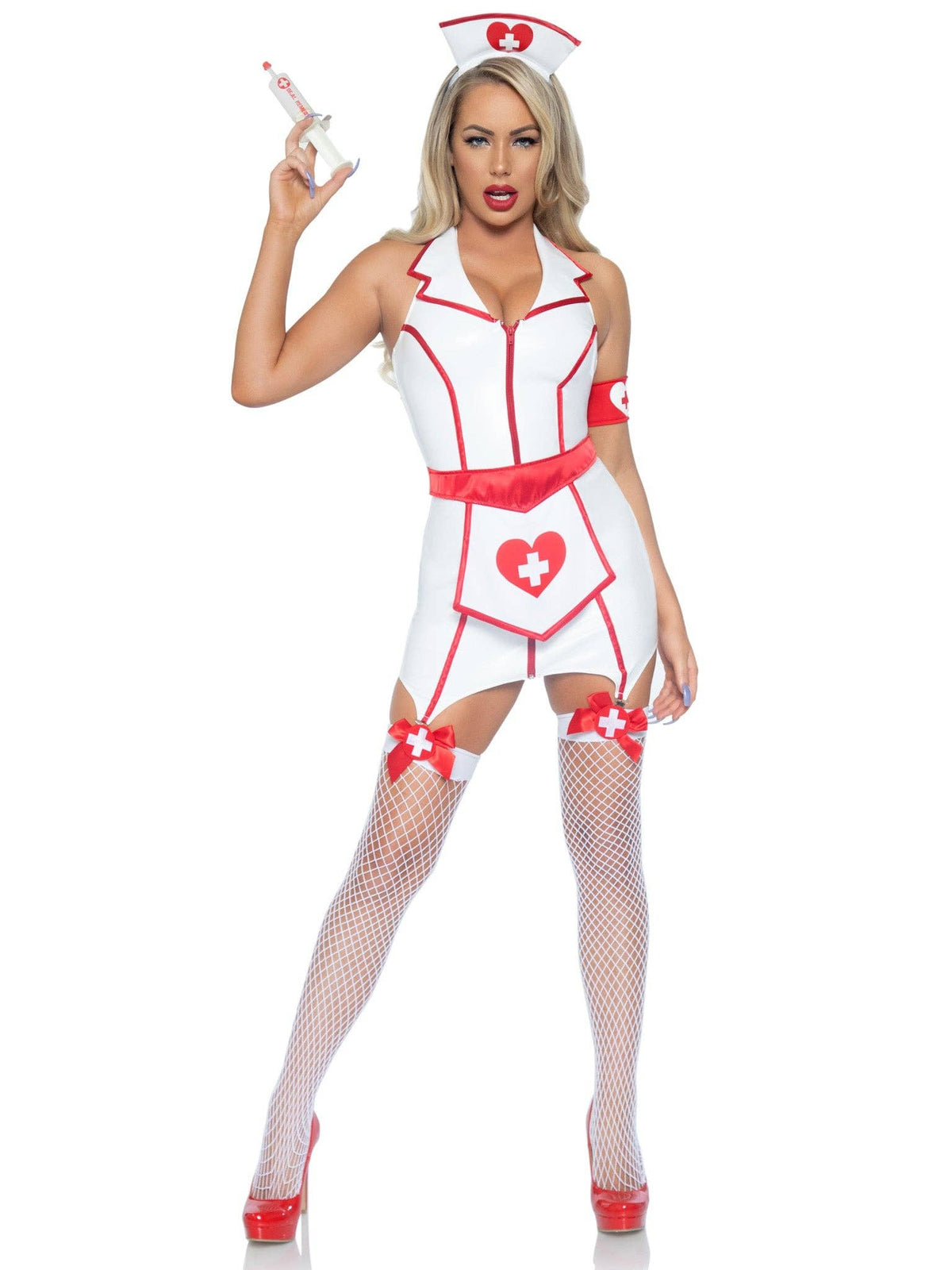 ER Hottie Nurse Vinyl Costume: White/Red
