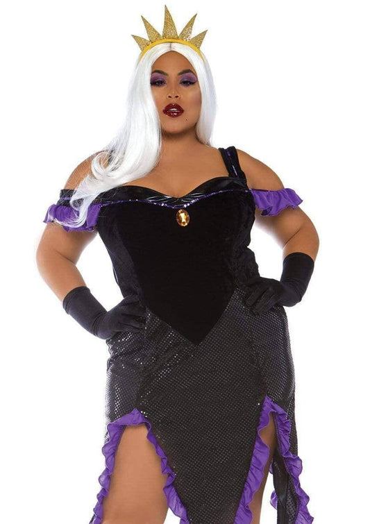 Plus Sultry Sea Witch Costume: Black/Purple / 1X/2X