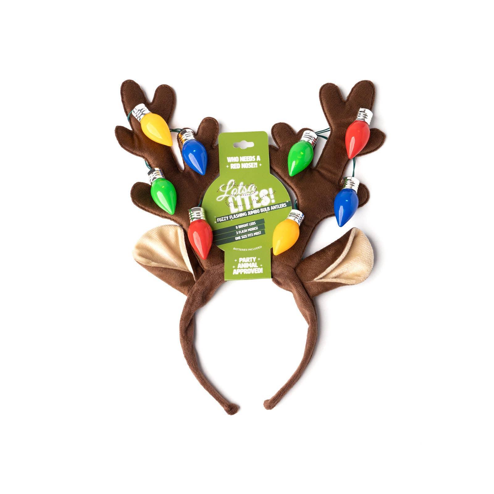 Christmas Jumbo Bulb Light Up Antlers Headband - McCabe's Costumes