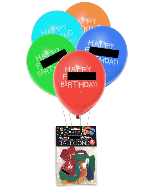 Happy F******* Birthday Balloons Pack of 8 - McCabe's Costumes