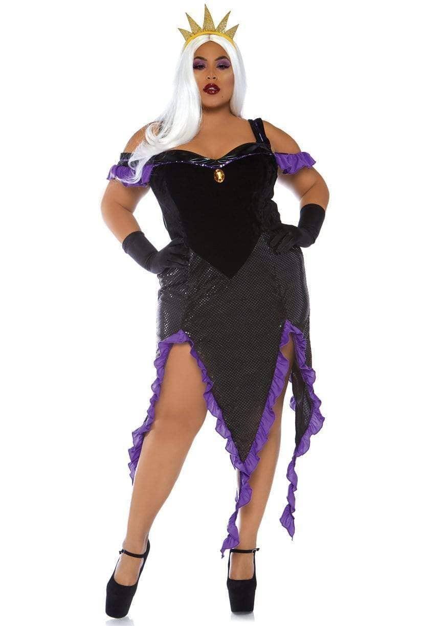 Plus Sultry Sea Witch Costume: Black/Purple / 1X/2X