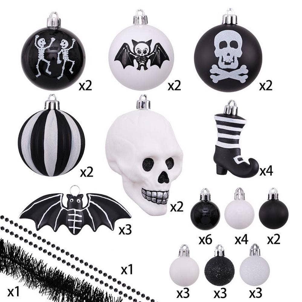 Halloween Skeleton Black and White Ornament Set - McCabe's Costumes