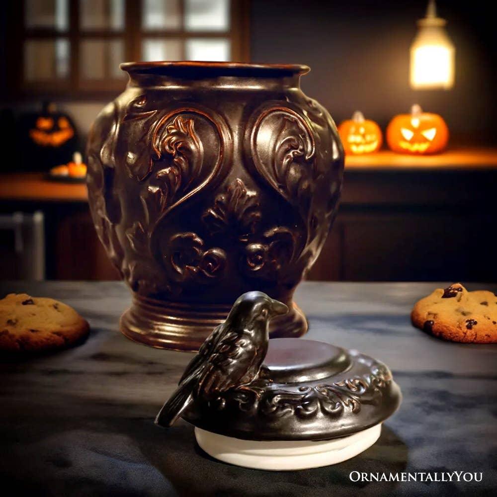 Spooky Urn 8" Cookie Jar, Ceramic Halloween Kitchen Decor