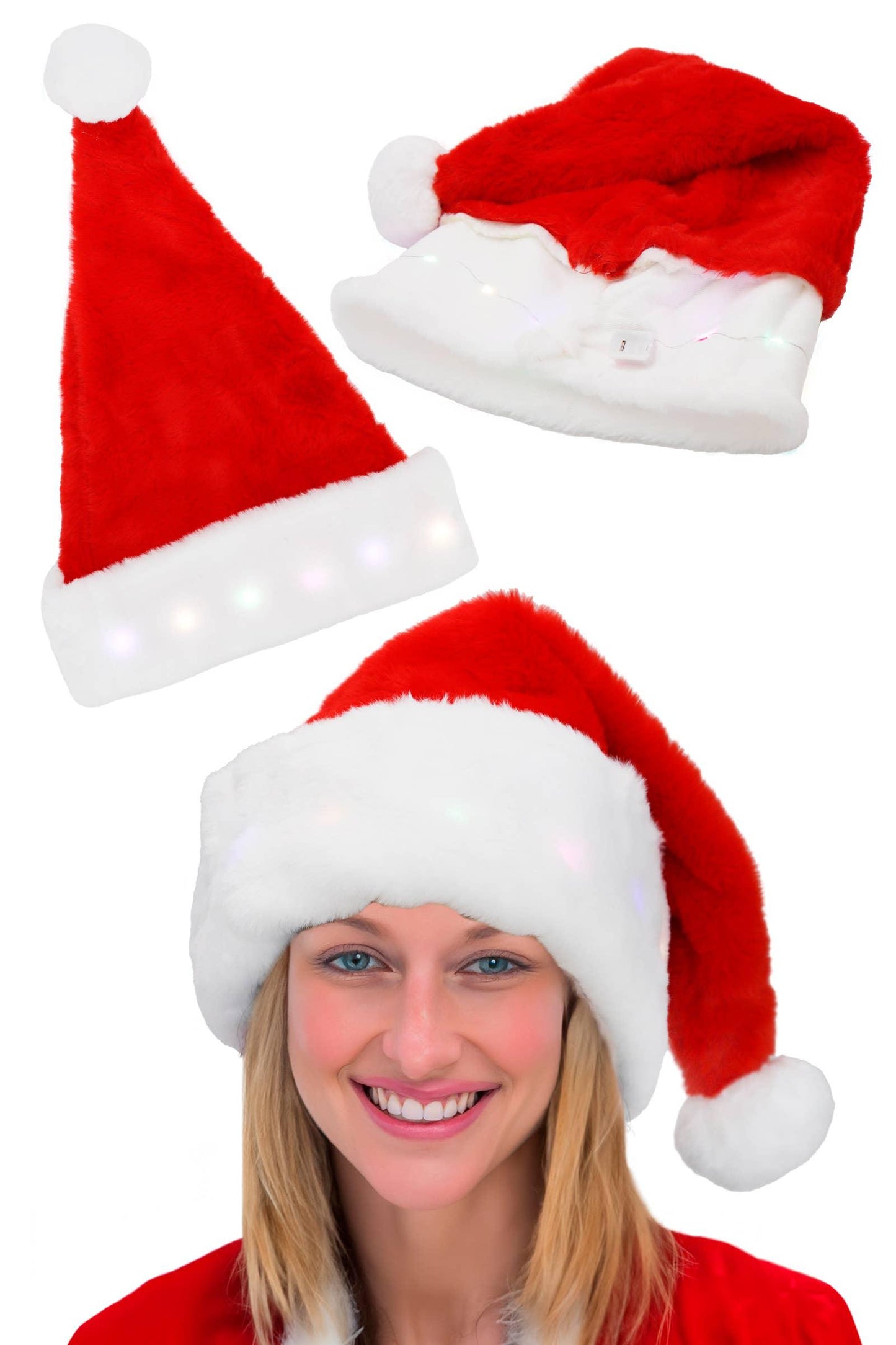 Classic LED Light-Up Thick Christmas Santa Hat