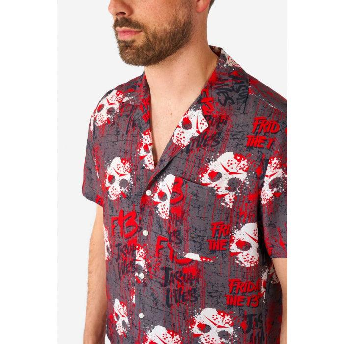 Men's Friday the 13th Short Sleeve Button Down Shirt - McCabe's Costumes