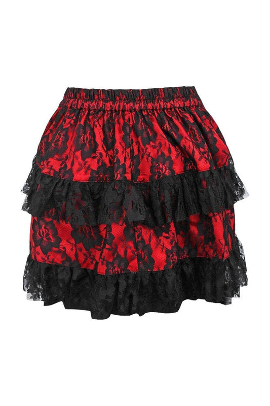 Red/Black Lace Ruched Bustle Skirt - McCabe's Costumes