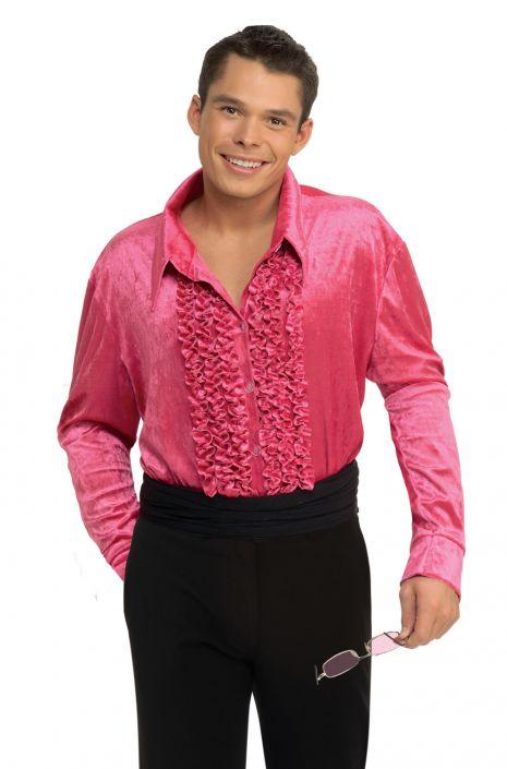 Adult Pink Velvet Prom Disco Shirt - McCabe's Costumes