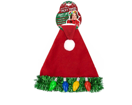 Uncle Bob's Tacky Tinsel Light-Up Santa Hat - McCabe's Costumes