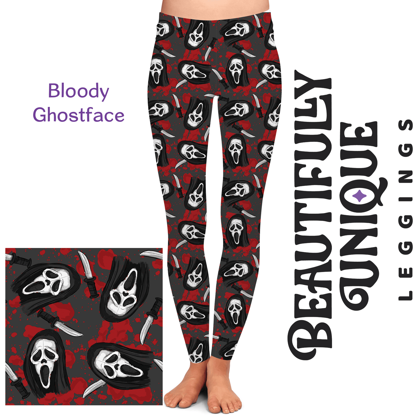 Adult Bloody Ghostface Leggings (Semi-Exclusive) - McCabe's Costumes
