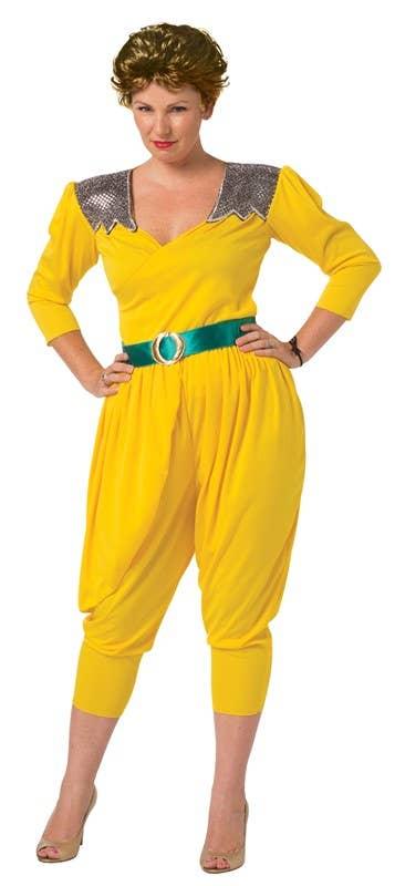 Adult '80's Big Shoulder Harem Pant Yellow Jumpsuit, One Size - McCabe's Costumes