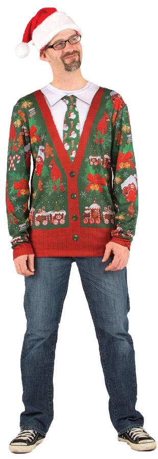 Adult Ugly Christmas Cardigan T-Shirt - McCabe's Costumes