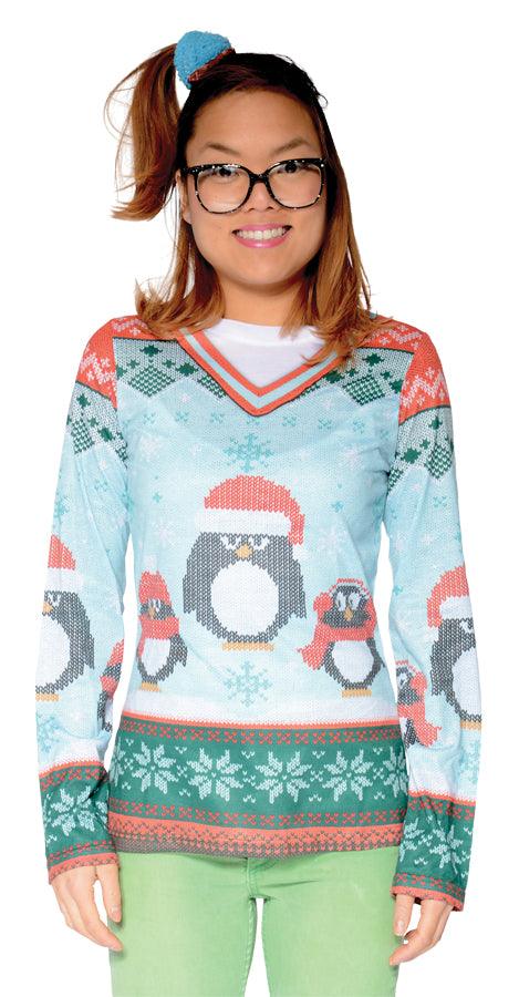 Adult Ugly Winter Penguin Sweater T-Shirt - McCabe's Costumes