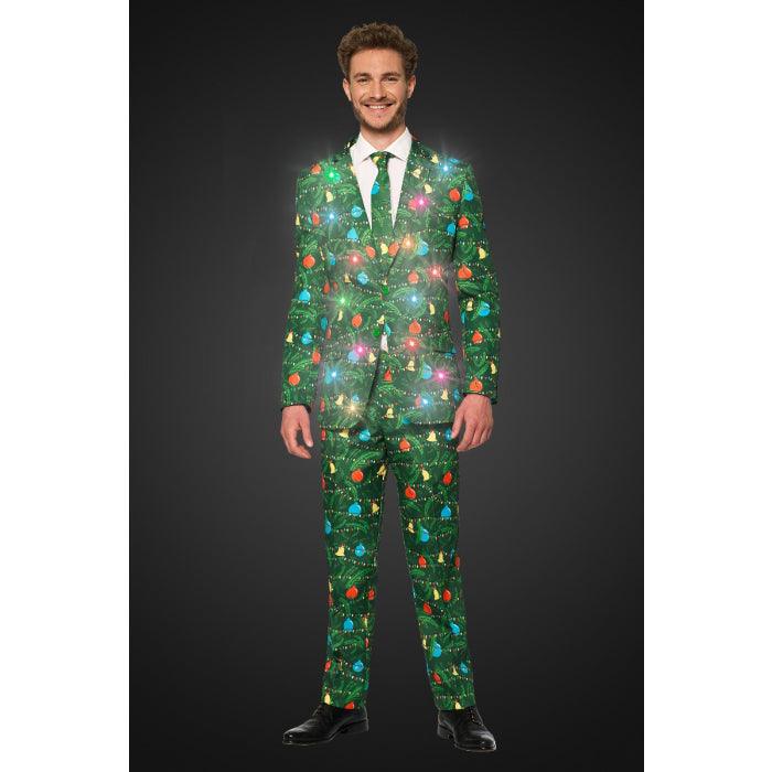 Adult Christmas Green Tree Light Up Suit - McCabe's Costumes