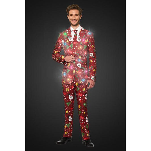 Adult Christmas Red Icons Light Up Suit - McCabe's Costumes