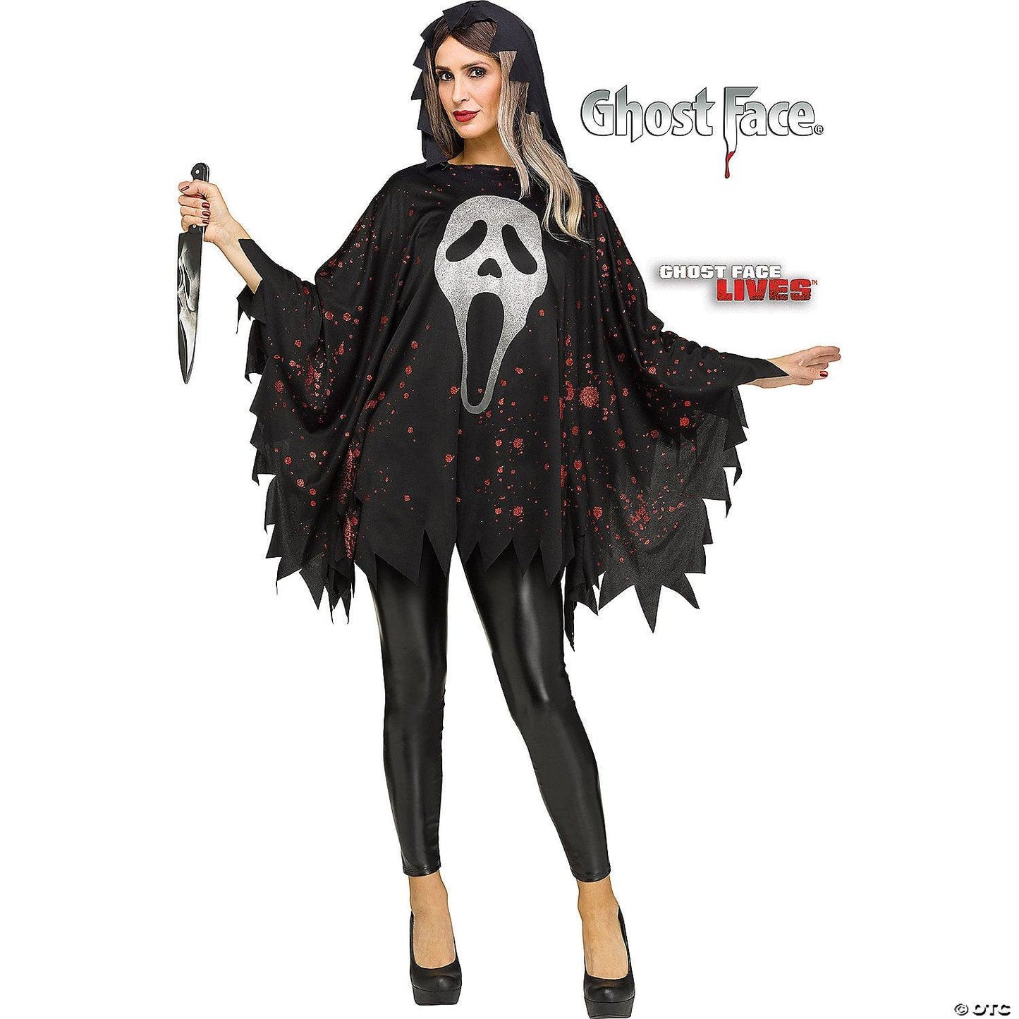 Adult Ghost Face Glitter Poncho